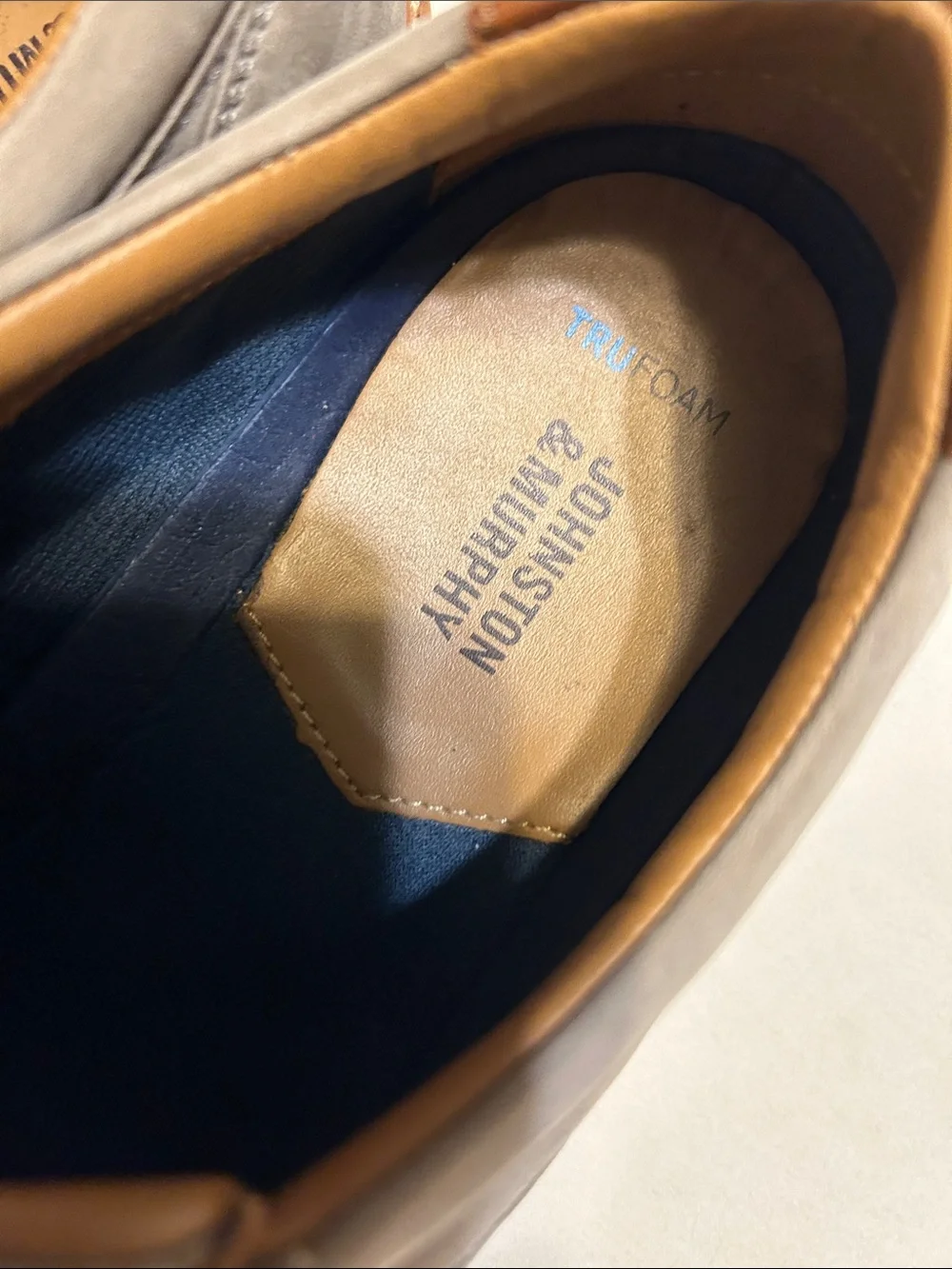 Johnston & Murphy Gray Suede Derby with Brown Leather Trim